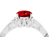 White gold Oval Cut Ruby Solitaire Engagement Ring with Celtic Knot Band and Four-Prong Setting_4