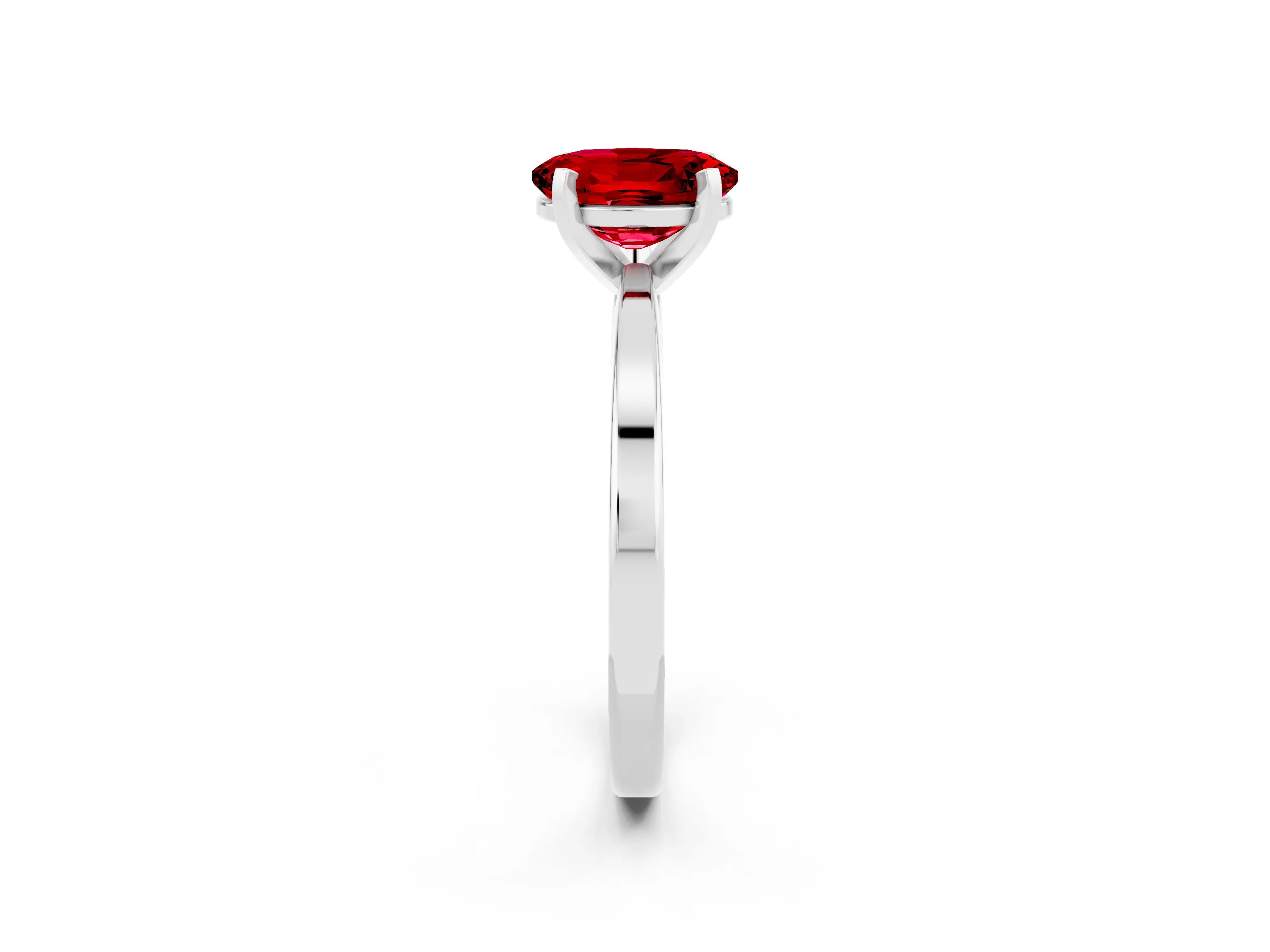 White gold Oval Cut Ruby Solitaire Engagement Ring with Classic Band and Four-Prong Setting_26