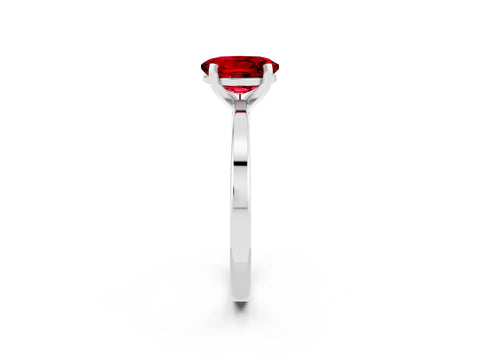 White gold Oval Cut Ruby Solitaire Engagement Ring with Classic Band and Four-Prong Setting_26