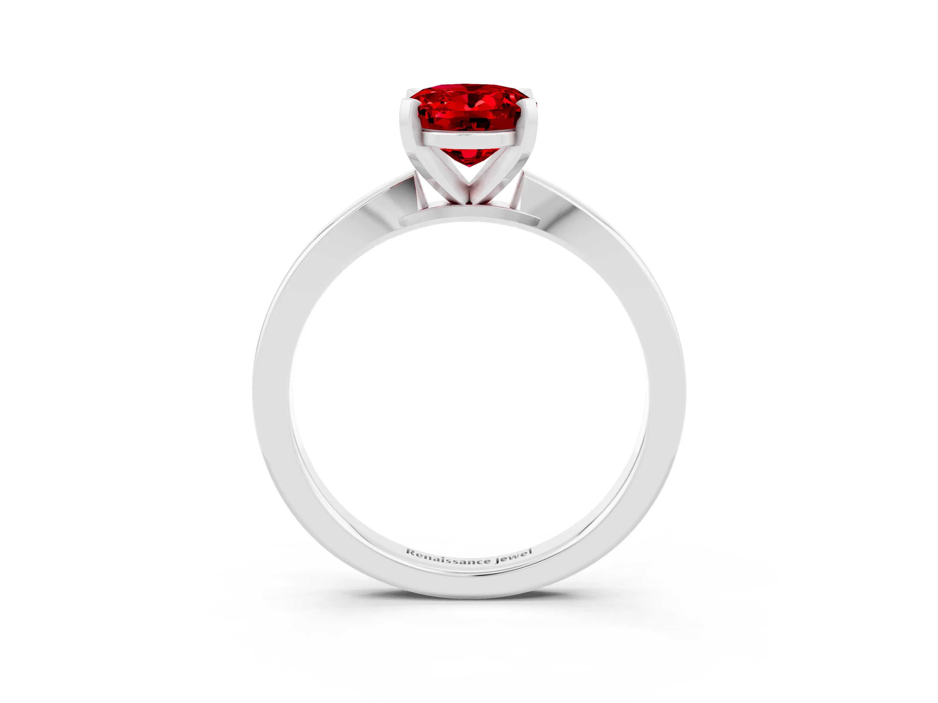 White gold Oval Cut Ruby Solitaire Engagement Ring with Classic Band and Four-Prong Setting_27