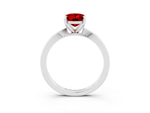 White gold Oval Cut Ruby Solitaire Engagement Ring with Classic Band and Four-Prong Setting_27