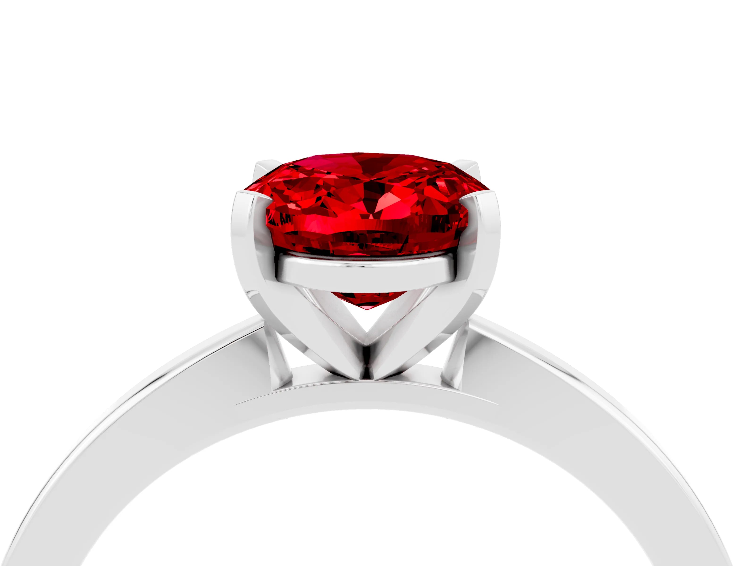 White gold Oval Cut Ruby Solitaire Engagement Ring with Classic Band and Four-Prong Setting_28