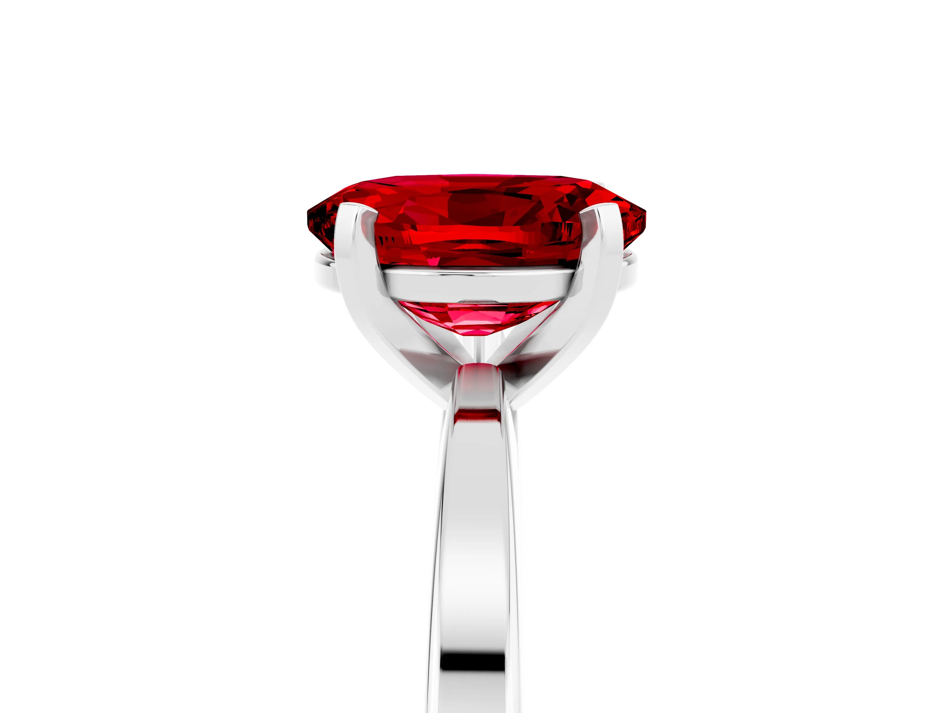 White gold Oval Cut Ruby Solitaire Engagement Ring with Classic Band and Four-Prong Setting_29