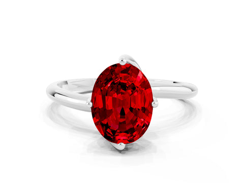 White gold Oval Cut Ruby Solitaire Engagement Ring with Four-Prong Setting and Classic Band_12