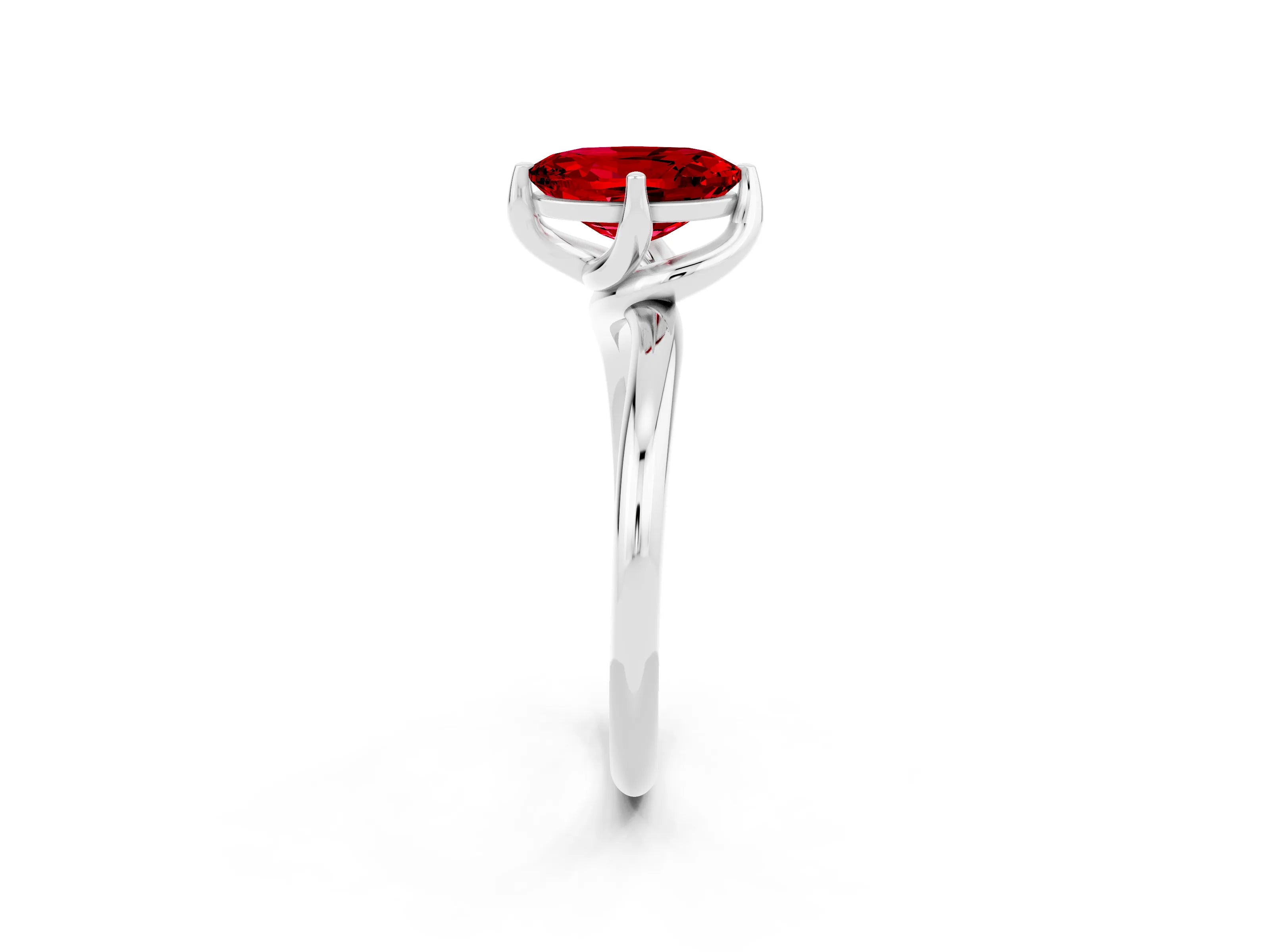 White gold Oval Cut Ruby Solitaire Engagement Ring with Four-Prong Setting and Classic Band_14