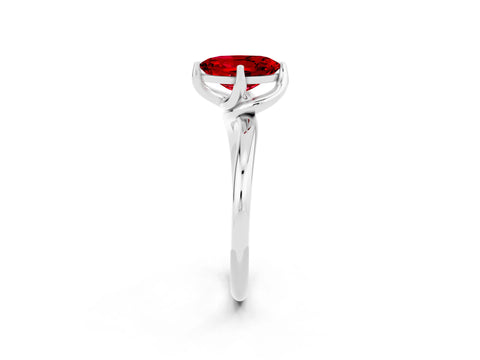 White gold Oval Cut Ruby Solitaire Engagement Ring with Four-Prong Setting and Classic Band_14