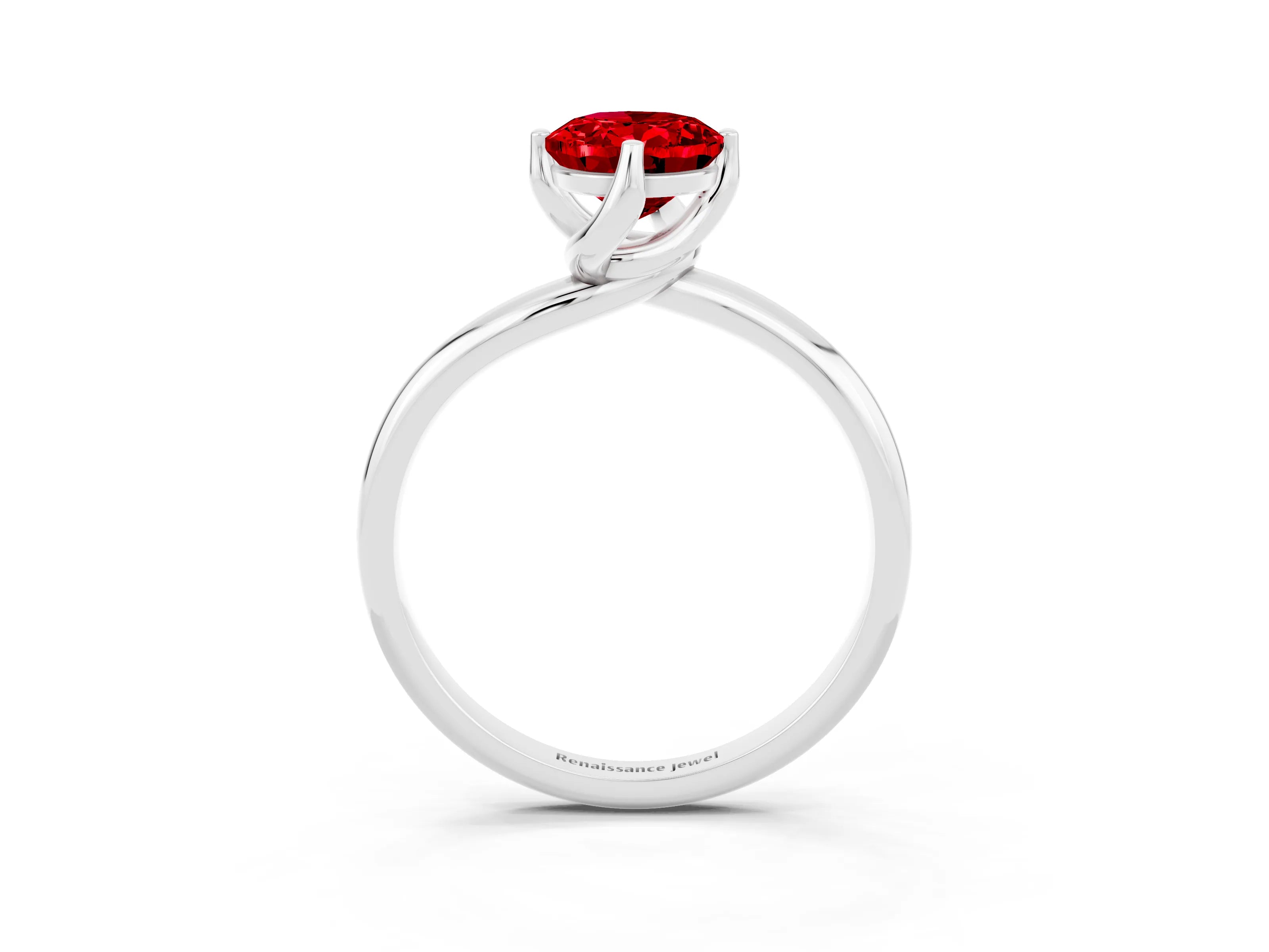 White gold Oval Cut Ruby Solitaire Engagement Ring with Four-Prong Setting and Classic Band_15