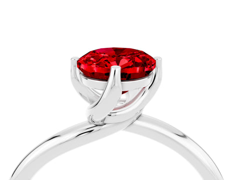 White gold Oval Cut Ruby Solitaire Engagement Ring with Four-Prong Setting and Classic Band_16