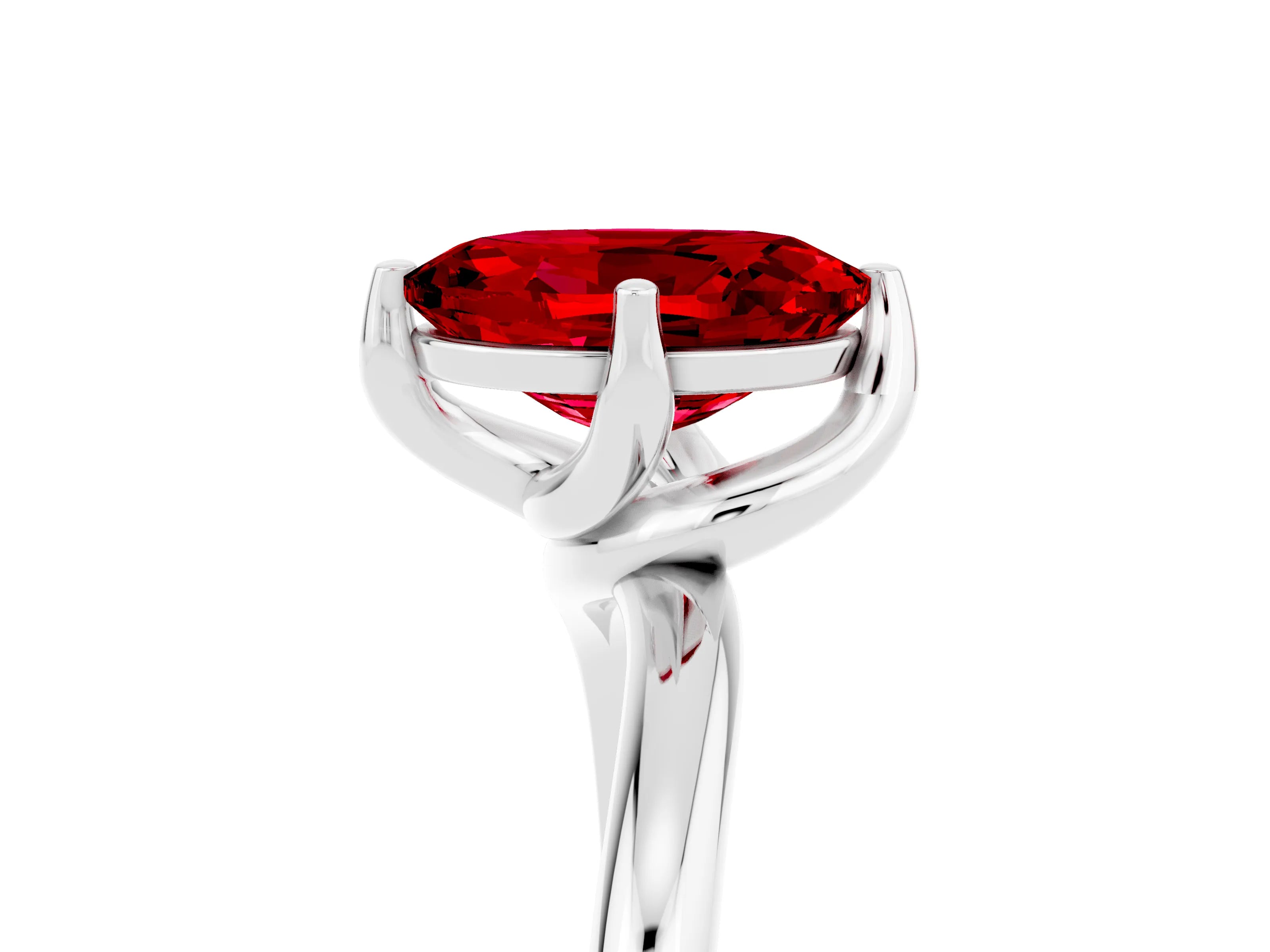 White gold Oval Cut Ruby Solitaire Engagement Ring with Four-Prong Setting and Classic Band_17