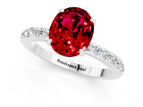 White gold Oval Cut Ruby Solitaire Engagement Ring with Pavé Band and Four-Prong Setting_1