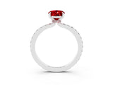 White gold Oval Cut Ruby Solitaire Engagement Ring with Pavé Band and Four-Prong Setting_3