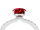 White gold Oval Cut Ruby Solitaire Engagement Ring with Pavé Band and Four-Prong Setting_4
