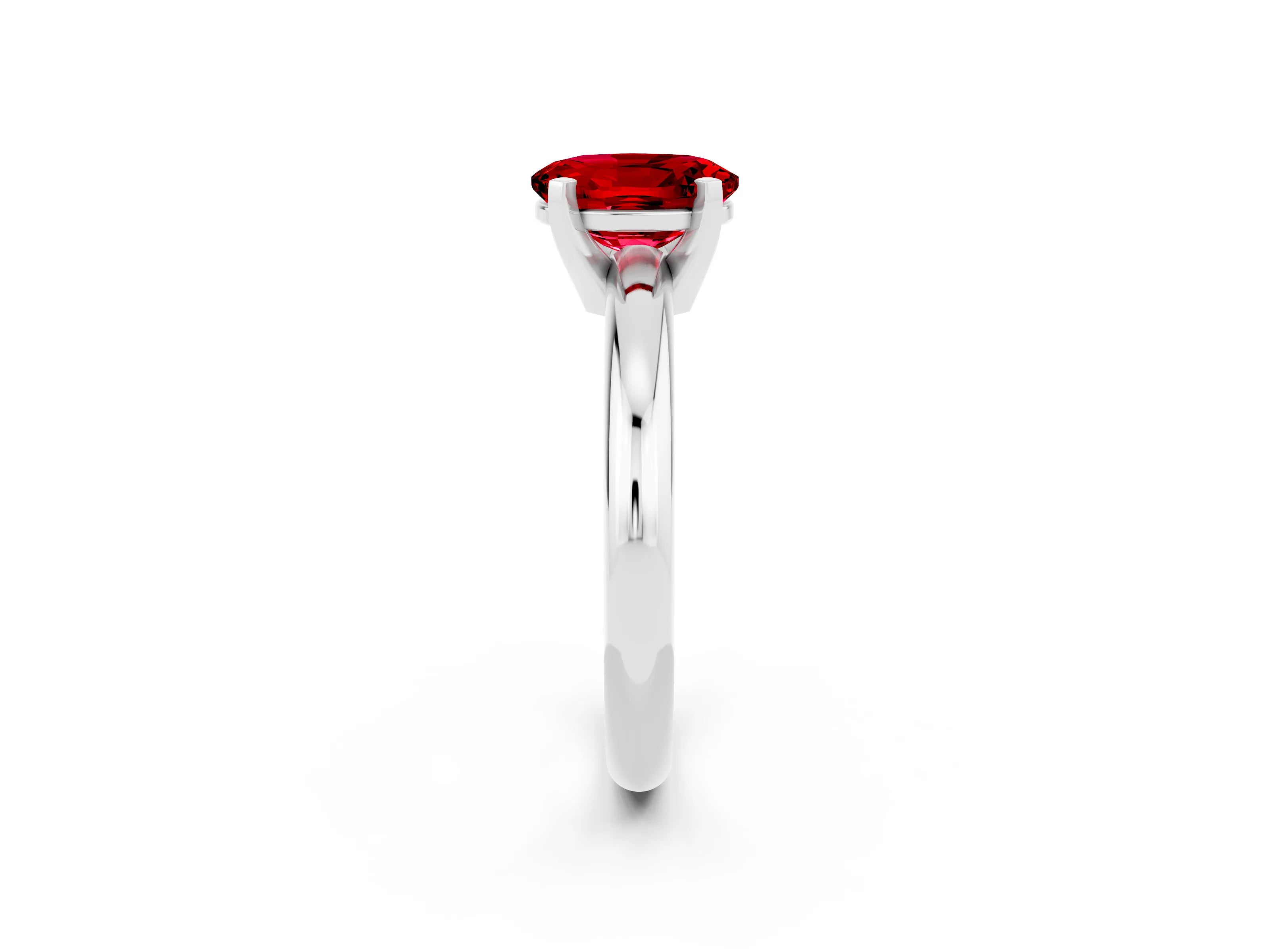 White gold Oval Cut Ruby Solitaire Engagement Ring with Round Band and Four-Prong Setting_2