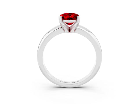 White gold Oval Cut Ruby Solitaire Engagement Ring with Round Band and Four-Prong Setting_3