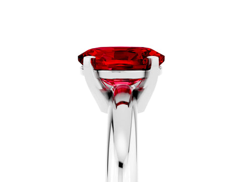 White gold Oval Cut Ruby Solitaire Engagement Ring with Round Band and Four-Prong Setting_5