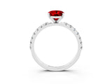 White gold Oval Cut Ruby Solitaire Pavé Band with Four-Prong Setting_3