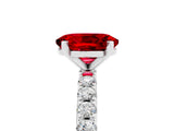 White gold Oval Cut Ruby Solitaire Pavé Band with Four-Prong Setting_5