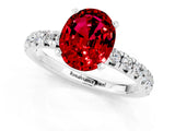 White gold Oval Cut Ruby Solitaire Pavé Engagement Ring with Round Band and Prong Setting_13