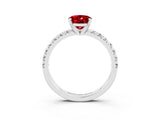 White gold Oval Cut Ruby Solitaire Pavé Engagement Ring with Round Band and Prong Setting_15