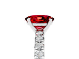 White gold Oval Cut Ruby Solitaire Pavé Engagement Ring with Round Band and Prong Setting_17