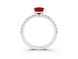 White gold Oval Cut Ruby Solitaire Pavé Engagement Ring with Round Band and Prong Setting_81