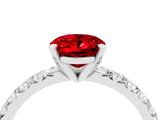White gold Oval Cut Ruby Solitaire Pavé Engagement Ring with Round Band and Prong Setting_82