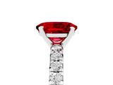 White gold Oval Cut Ruby Solitaire Pavé Engagement Ring with Round Band and Prong Setting_83