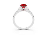 White gold Oval Cut Ruby Solitaire Ring with Cathedral Setting and Pavé Band_3