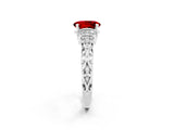 White gold Oval Cut Ruby Solitaire Ring with Filigree Band and Four-Prong Setting_26