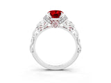 White gold Oval Cut Ruby Solitaire Ring with Filigree Band and Four-Prong Setting_27