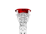 White gold Oval Cut Ruby Solitaire Ring with Filigree Band and Four-Prong Setting_29