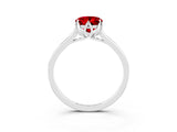 White gold Oval Cut Ruby Solitaire Ring with Flower Prong Setting and Classic Band_16