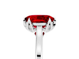 White gold Oval Cut Ruby Solitaire Ring with Flower Prong Setting and Classic Band_17