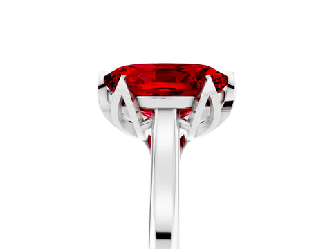 White gold Oval Cut Ruby Solitaire Ring with Flower Prong Setting and Classic Band_29