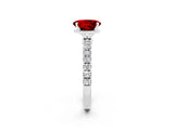 White gold Oval Cut Ruby Solitaire Ring with Pavé Accents and Four-Prong Setting_2