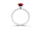 White gold Oval Cut Ruby Solitaire Ring with Pavé Accents and Four-Prong Setting_3