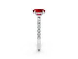 White gold Oval Cut Ruby Solitaire Ring with Pavé Band and Four-Prong Setting_14