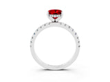White gold Oval Cut Ruby Solitaire Ring with Pavé Band and Four-Prong Setting_15