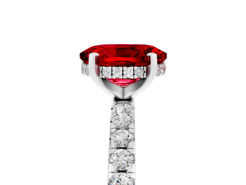 White gold Oval Cut Ruby Solitaire Ring with Pavé Band and Four-Prong Setting_17