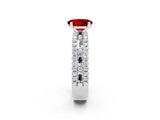 White gold Oval Cut Ruby Solitaire Ring with Pavé and Channel Set Band_2