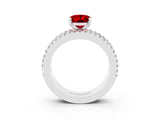White gold Oval Cut Ruby Solitaire Ring with Pavé and Channel Set Band_3
