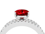White gold Oval Cut Ruby Solitaire Ring with Pavé and Channel Set Band_4
