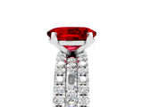 White gold Oval Cut Ruby Solitaire Ring with Pavé and Channel Set Band_5
