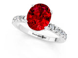White gold Oval Cut Ruby Solitaire Ring with Round  Pavé Band and Four-Prong Setting_49