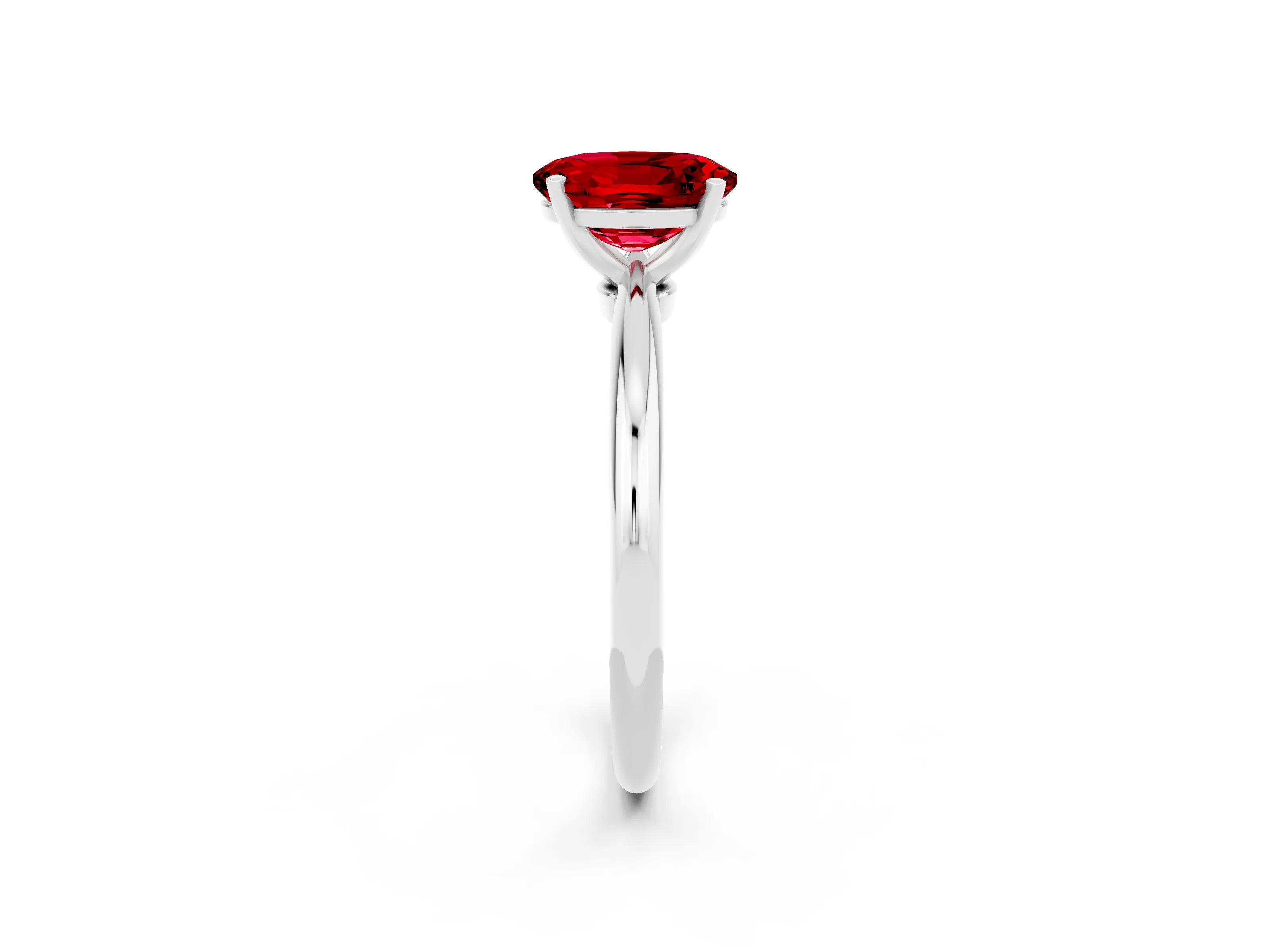 White gold Oval Cut Ruby Solitaire Ring with Six-Prong Setting and Classic Band_14