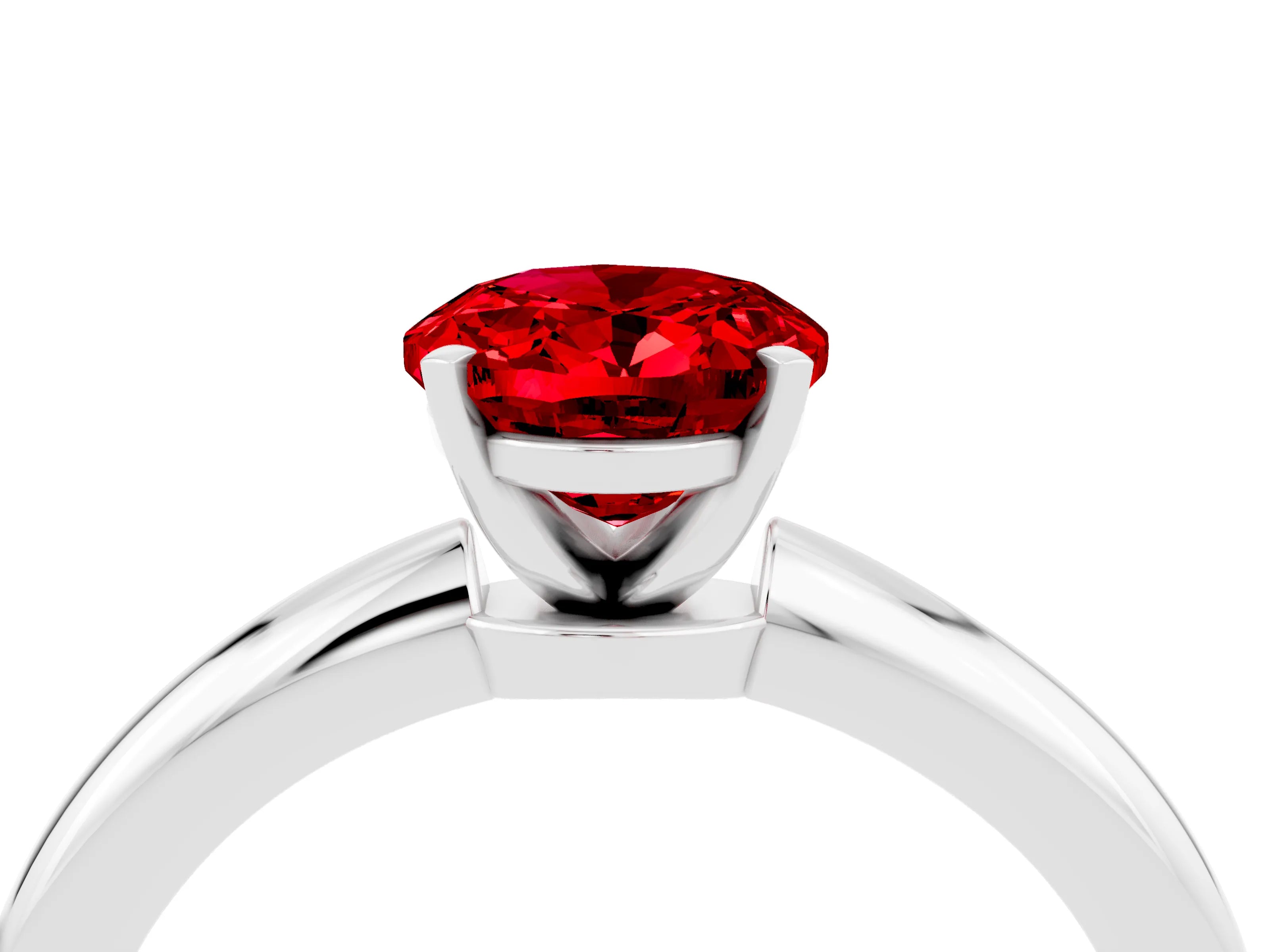 White gold Oval Cut Ruby Solitaire Ring with Six-Prong Setting and Classic Band_16