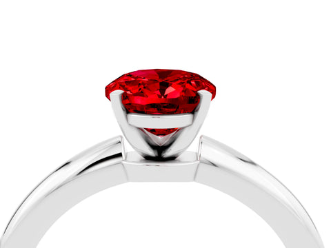 White gold Oval Cut Ruby Solitaire Ring with Six-Prong Setting and Classic Band_16