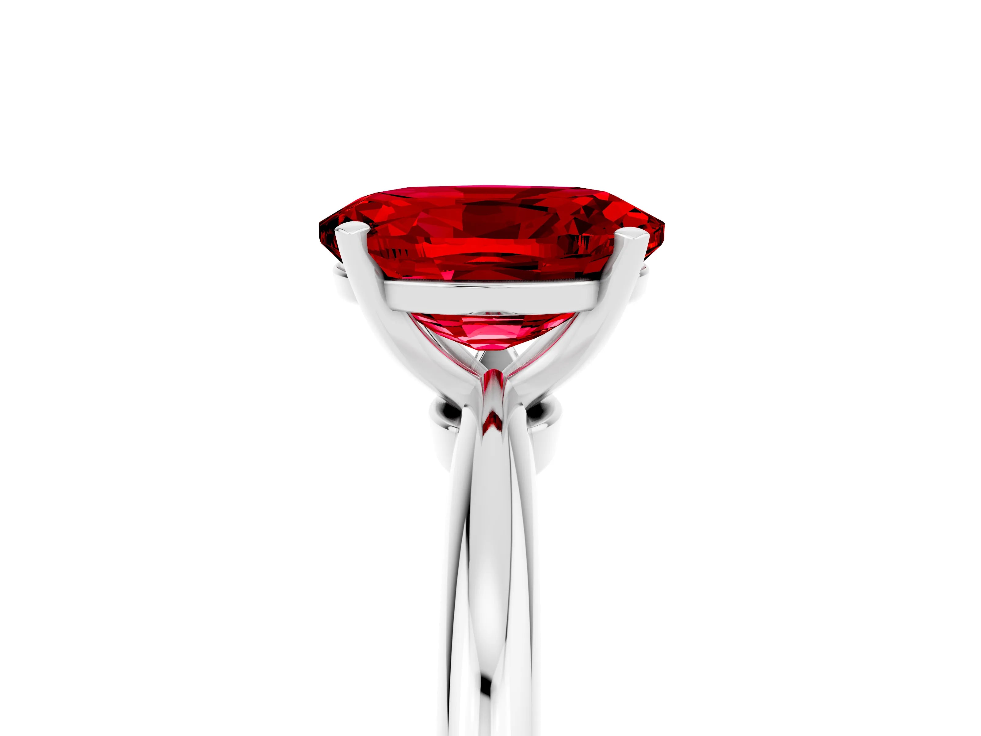 White gold Oval Cut Ruby Solitaire Ring with Six-Prong Setting and Classic Band_17