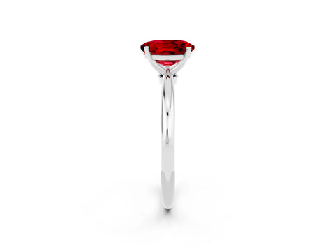 White gold Oval Cut Ruby Solitaire Ring with Six-Prong Setting and Classic Band_2