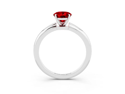 White gold Oval Cut Ruby Solitaire Ring with Six-Prong Setting and Classic Band_3